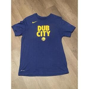 Golden State Warriors T-Shirt Blue Mens Large Dri-Fit Graphic Dub City
